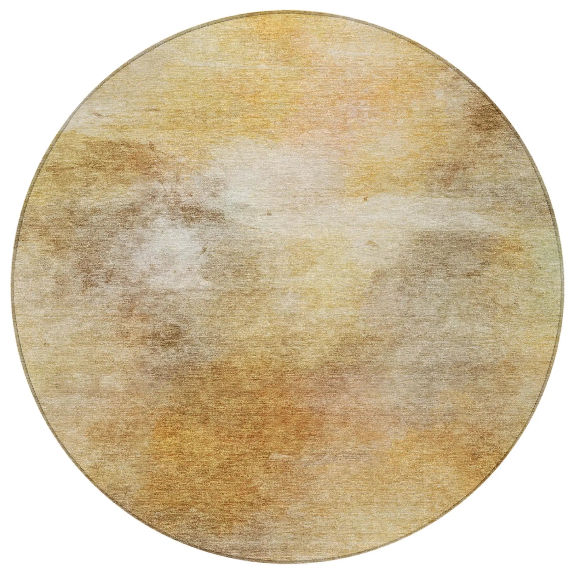 8' Wheat And Gold Round Abstract Washable Indoor Outdoor Area Rug Homeroots Outdoor