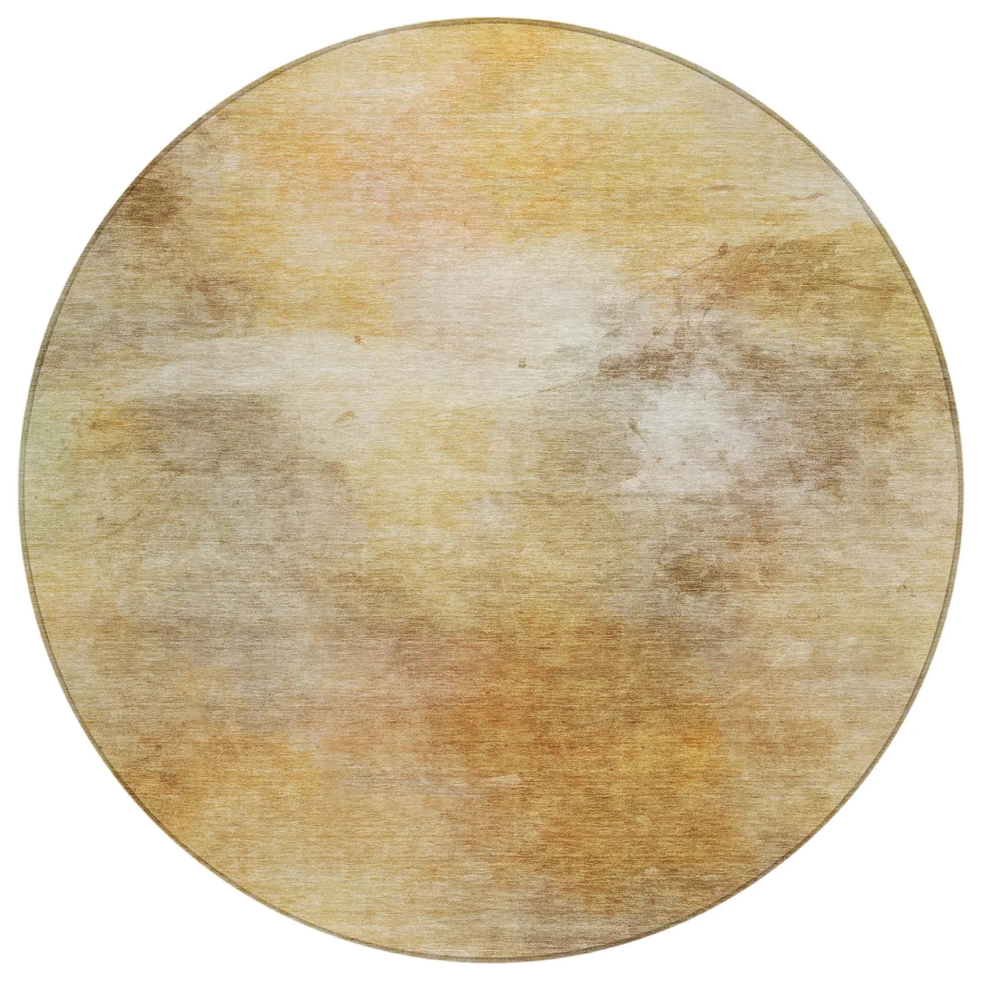 8' Wheat And Gold Round Abstract Washable Indoor Outdoor Area Rug Homeroots Outdoor