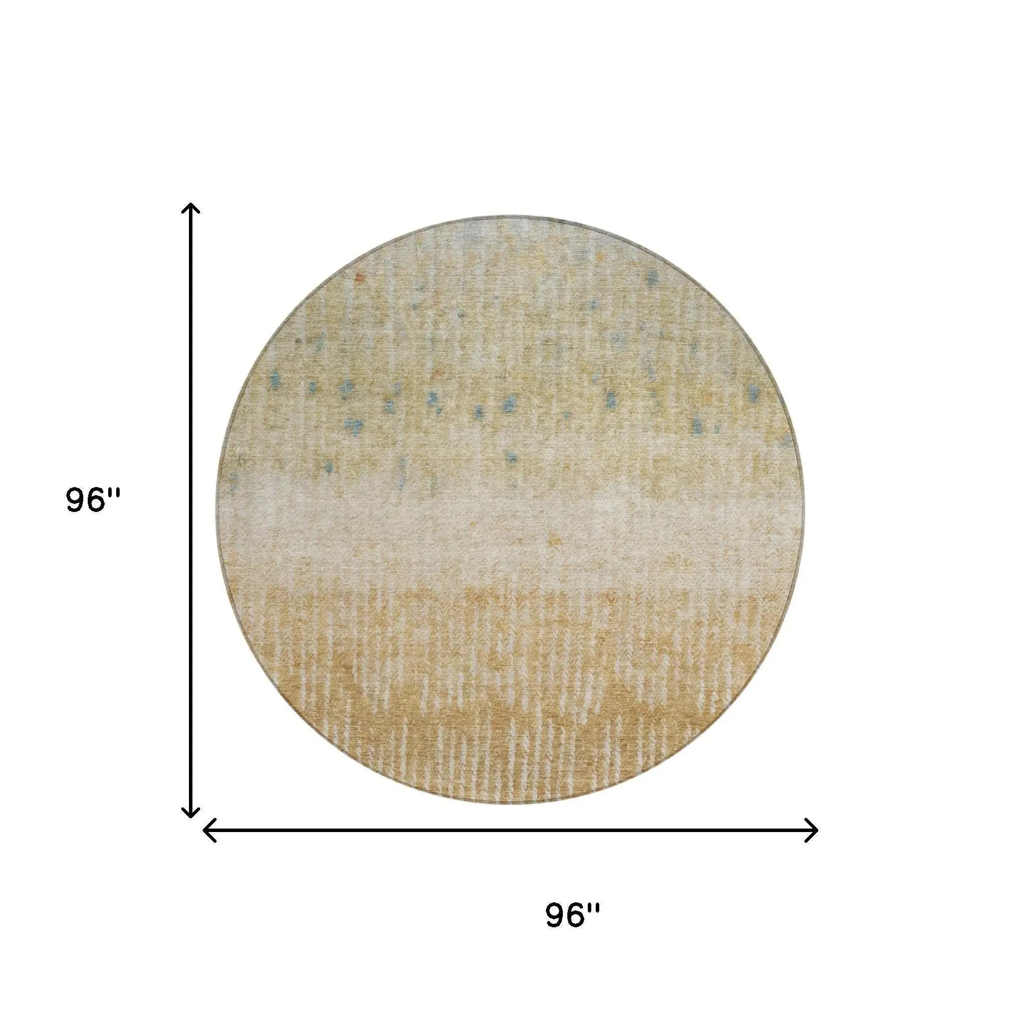 8' Wheat And Gold Round Abstract Washable Indoor Outdoor Area Rug Homeroots Outdoor