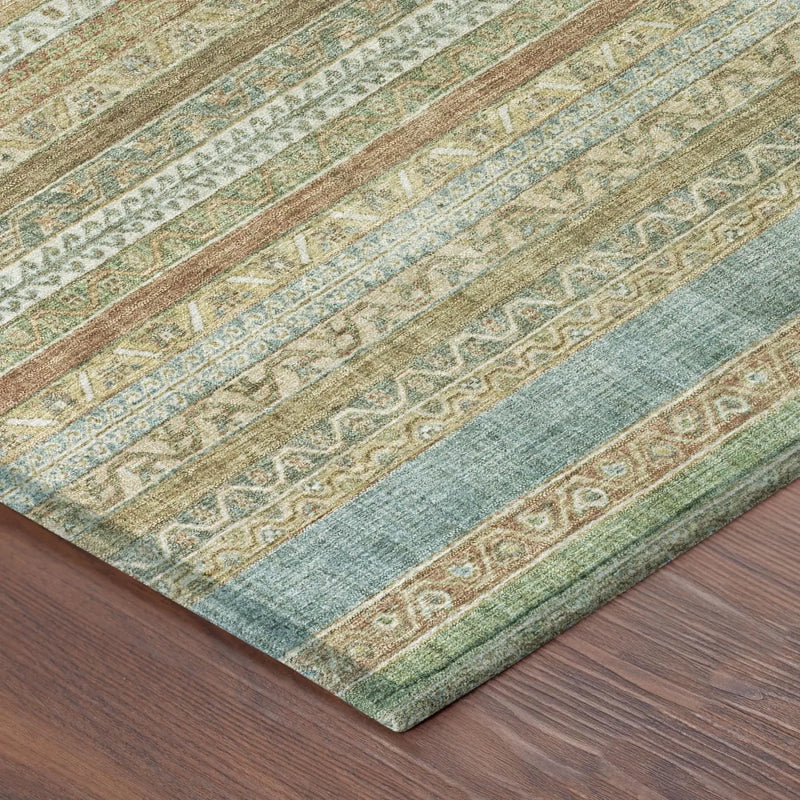 8' Wheat And Gold Round Striped Washable Indoor Outdoor Area Rug Homeroots Outdoor