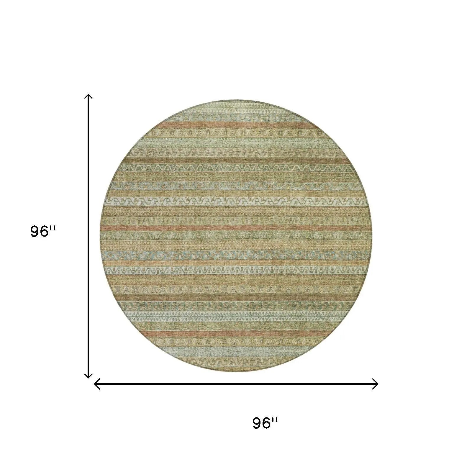 8' Wheat And Gold Round Striped Washable Indoor Outdoor Area Rug Homeroots Outdoor