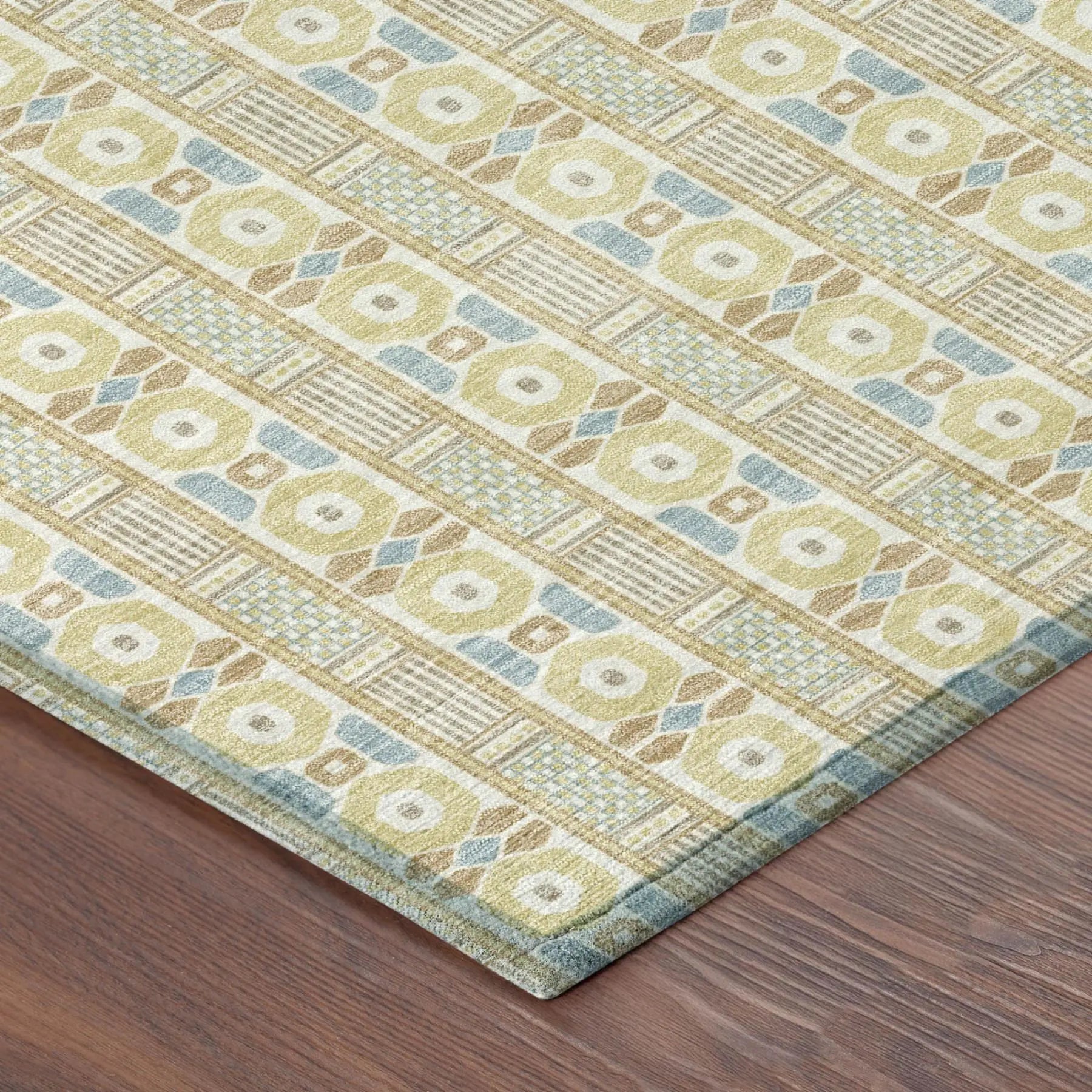 8' Wheat And Gold Round Striped Washable Indoor Outdoor Area Rug Homeroots Outdoor