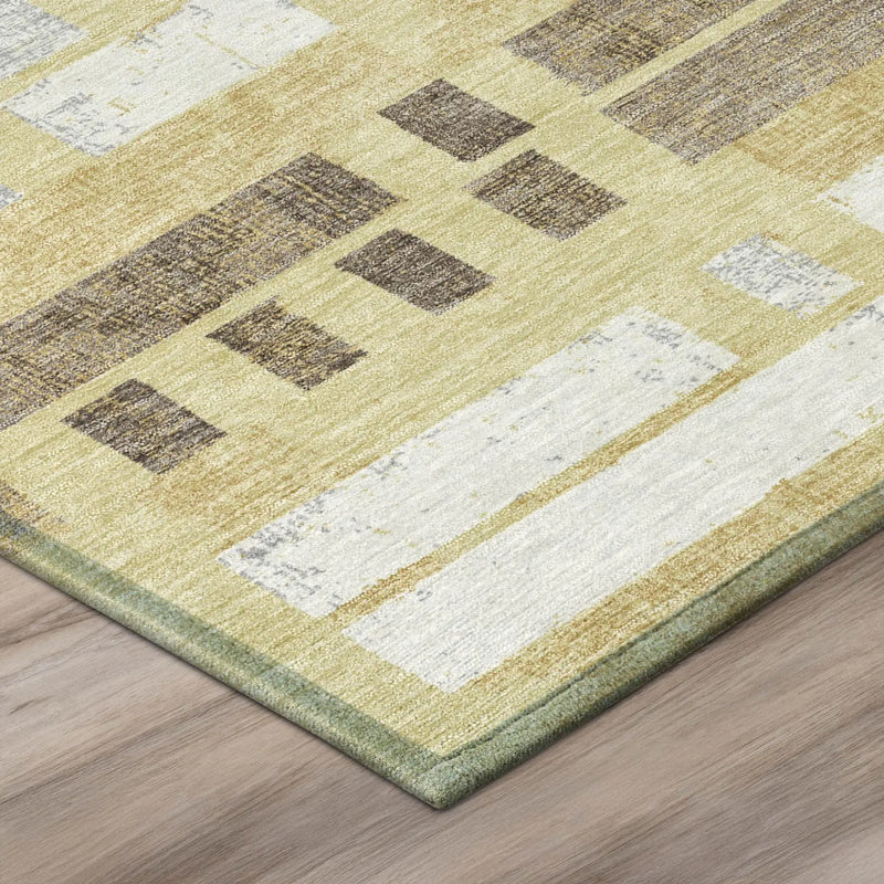 8' Wheat And Gold Round Striped Washable Indoor Outdoor Area Rug Homeroots Outdoor