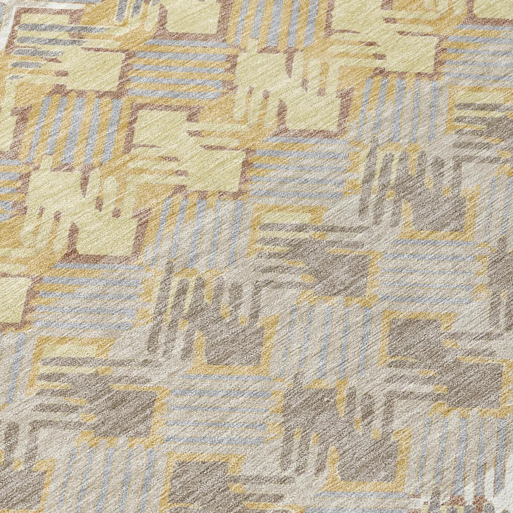 8' Wheat And Gold Round Striped Washable Indoor Outdoor Area Rug Homeroots Outdoor