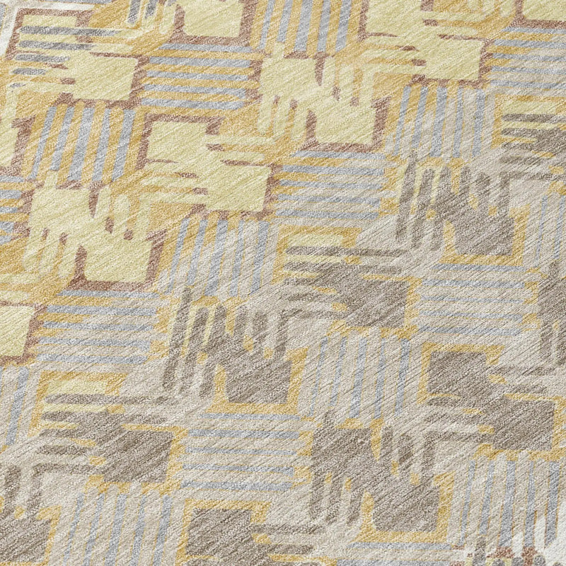 8' Wheat And Gold Round Striped Washable Indoor Outdoor Area Rug Homeroots Outdoor