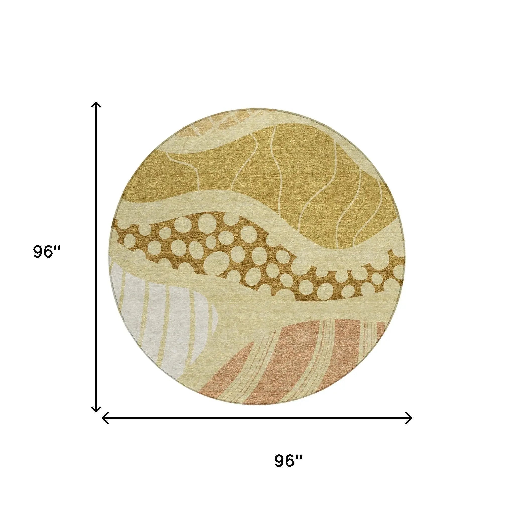 8' Wheat And Graphite Round Abstract Washable Indoor Outdoor Area Rug Homeroots Outdoor