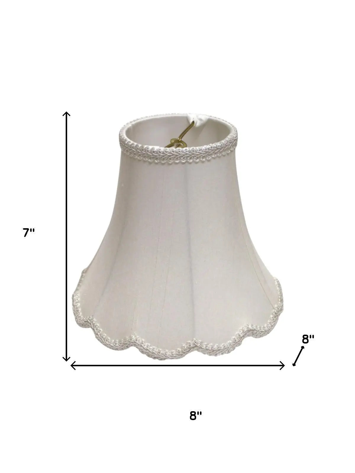 8" White Slanted Scallop Bell Monay Shantung Lampshade Homeroots Lighting