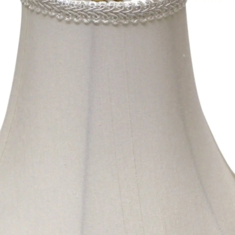 8" White Slanted Scallop Bell Monay Shantung Lampshade Homeroots Lighting