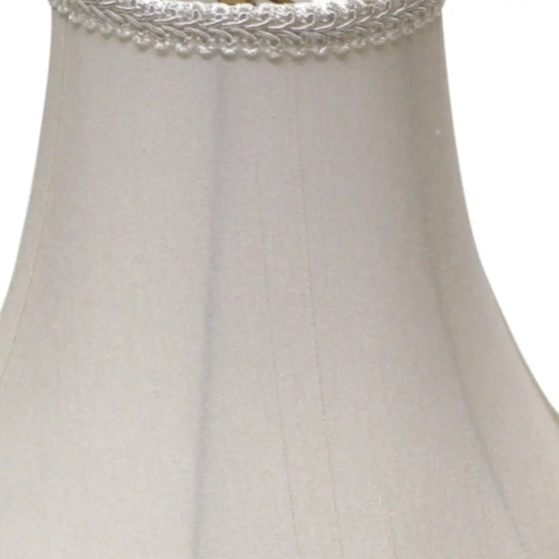 8" White Slanted Scallop Bell Monay Shantung Lampshade Homeroots Lighting