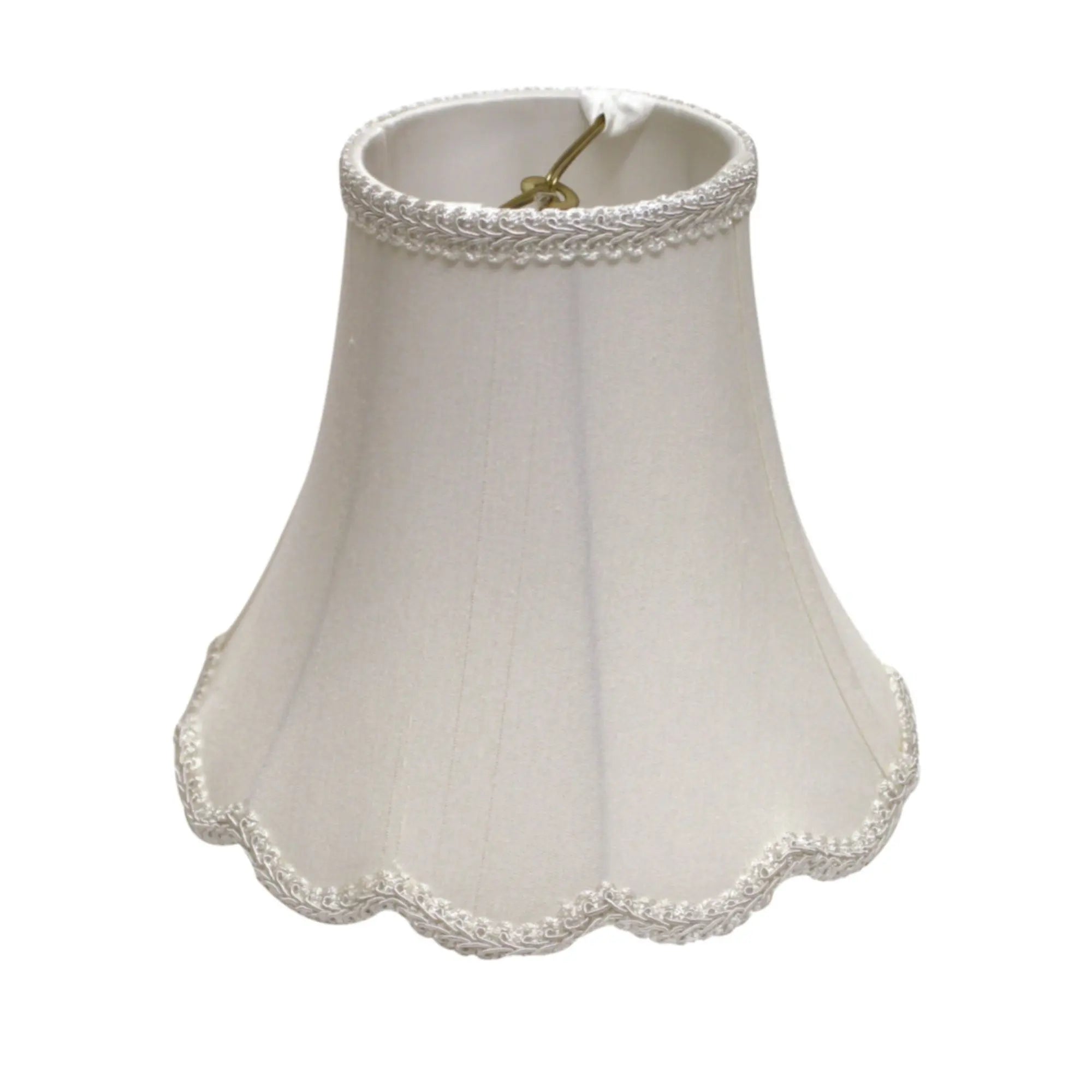 8" White Slanted Scallop Bell Monay Shantung Lampshade Homeroots Lighting