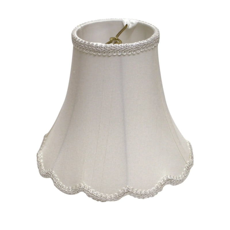 8" White Slanted Scallop Bell Monay Shantung Lampshade Homeroots Lighting