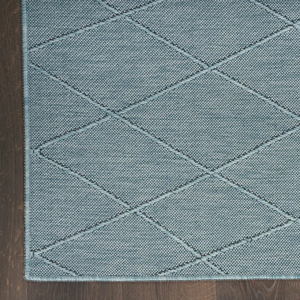 8' X 10' Aqua And Ivory Geometric Indoor Outdoor Area Rug Homeroots Outdoor