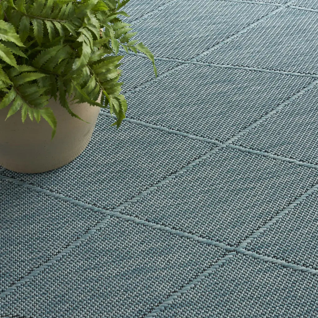 8' X 10' Aqua And Ivory Geometric Indoor Outdoor Area Rug Homeroots Outdoor