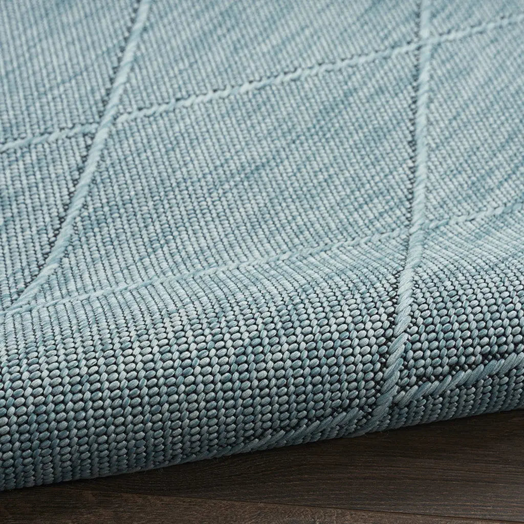 8' X 10' Aqua And Ivory Geometric Indoor Outdoor Area Rug Homeroots Outdoor
