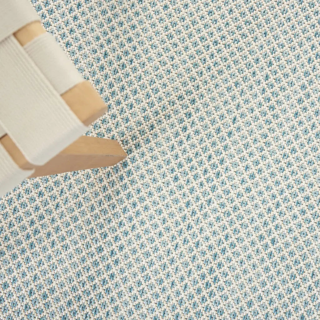 8' X 10' Aqua And Ivory Indoor Outdoor Area Rug Homeroots Outdoor