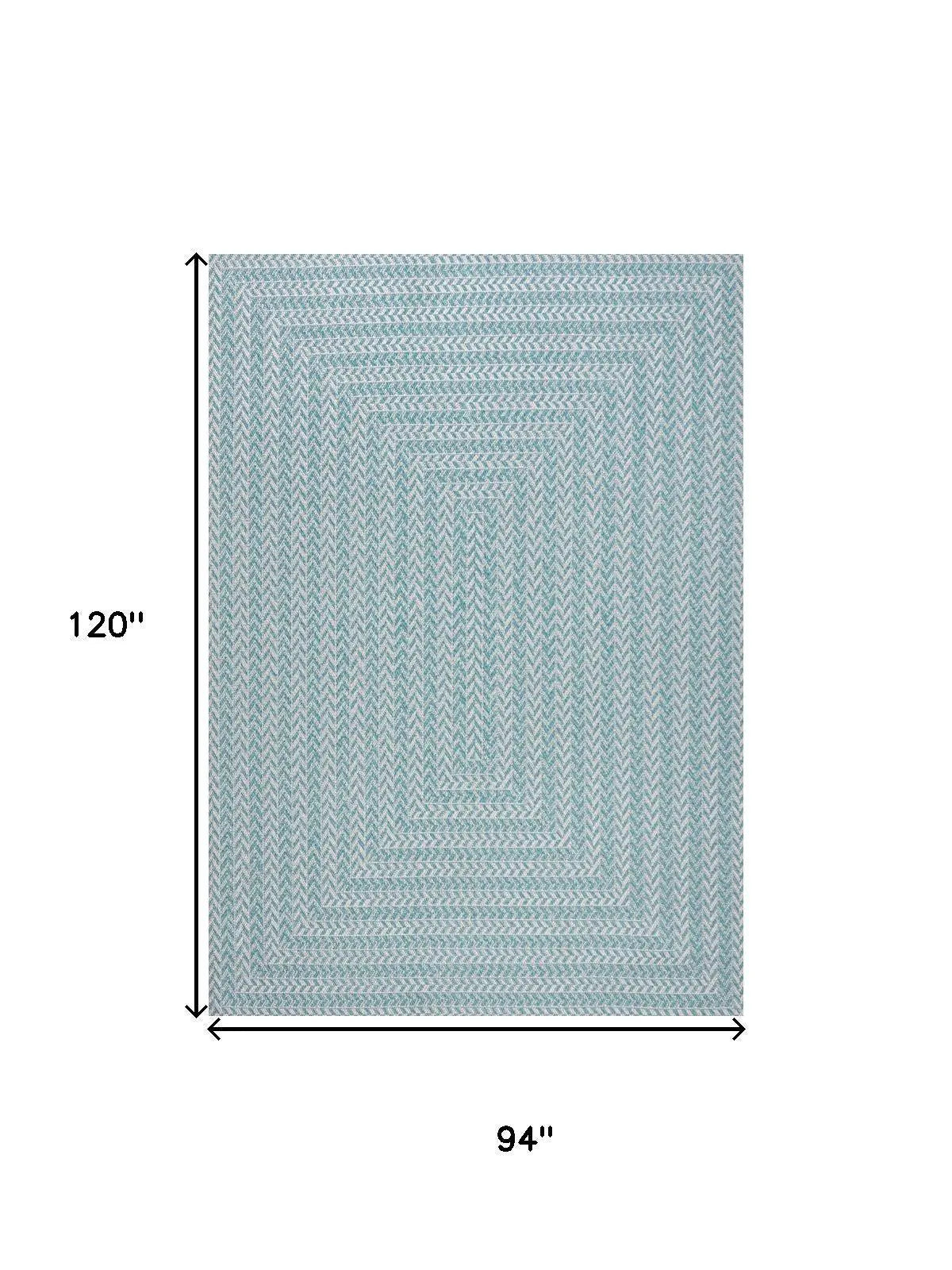 8' X 10' Aqua And Light Gray Striped Indoor Outdoor Area Rug Homeroots Outdoor
