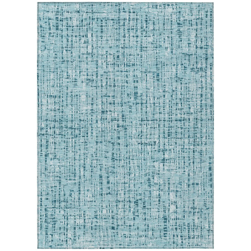 8' X 10' Aqua And Teal Blue Abstract Washable Indoor Outdoor Area Rug Homeroots Outdoor