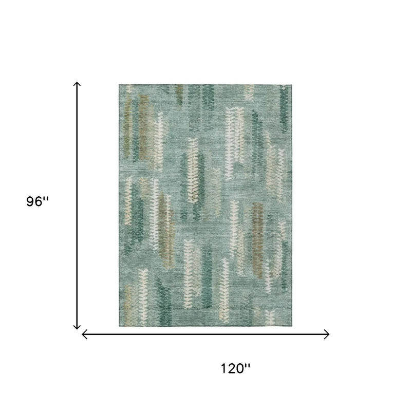 8' X 10' Aqua And Teal Blue Abstract Washable Indoor Outdoor Area Rug Homeroots Outdoor