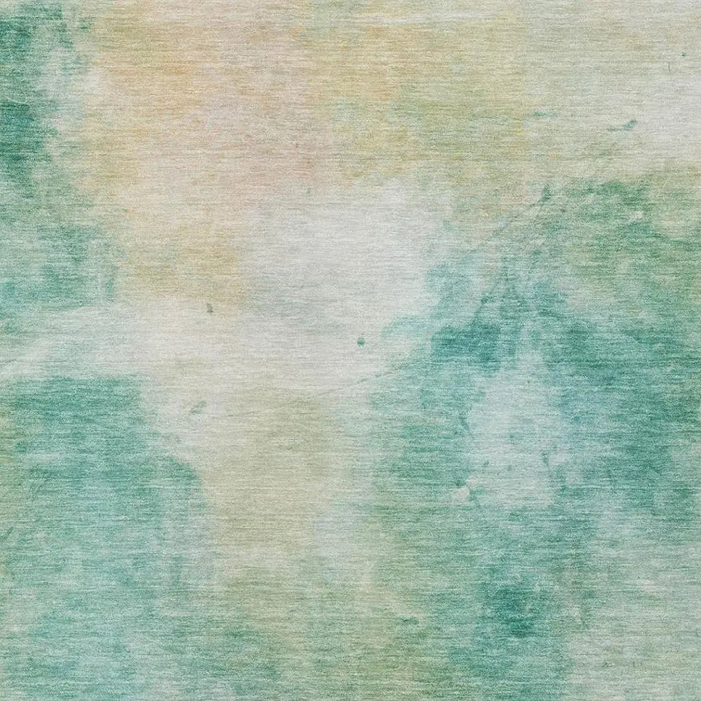 8' X 10' Aqua And Teal Blue Abstract Washable Indoor Outdoor Area Rug Homeroots Outdoor