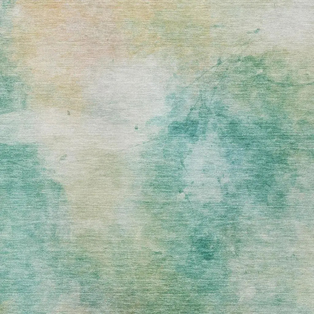8' X 10' Aqua And Teal Blue Abstract Washable Indoor Outdoor Area Rug Homeroots Outdoor