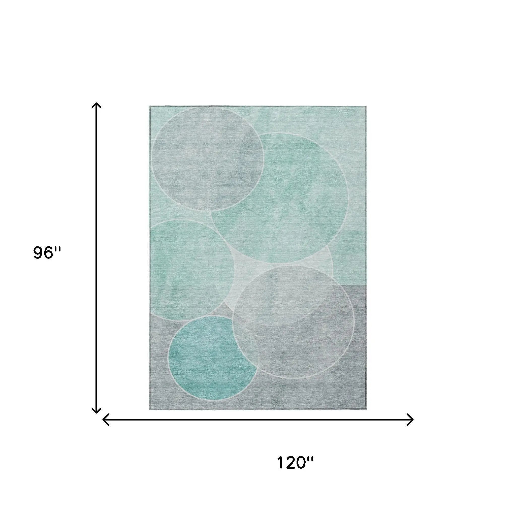 8' X 10' Aqua And Teal Blue Geometric Washable Indoor Outdoor Area Rug Homeroots Outdoor