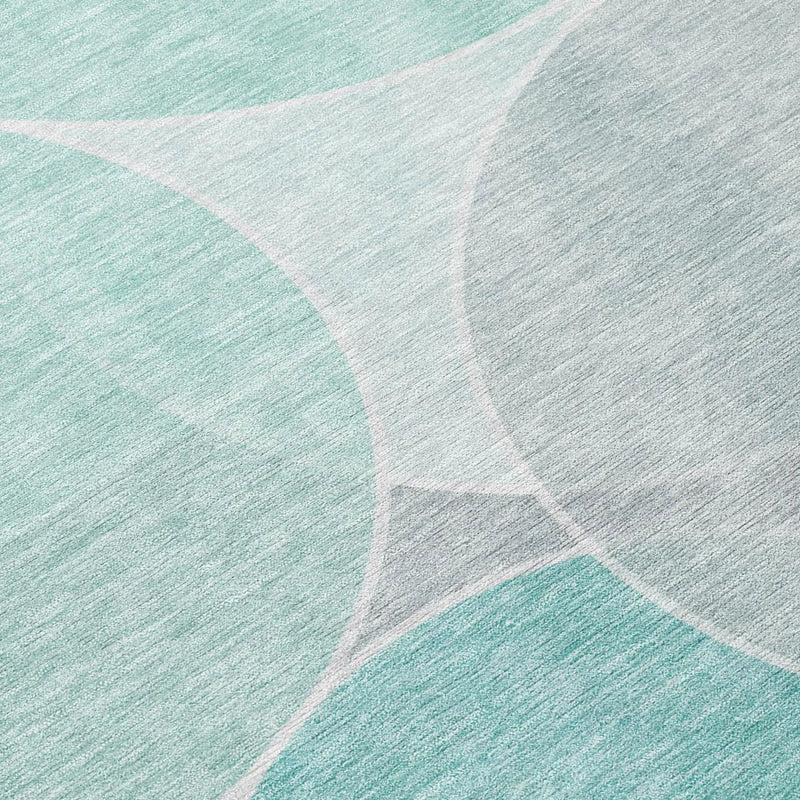 8' X 10' Aqua And Teal Blue Geometric Washable Indoor Outdoor Area Rug Homeroots Outdoor