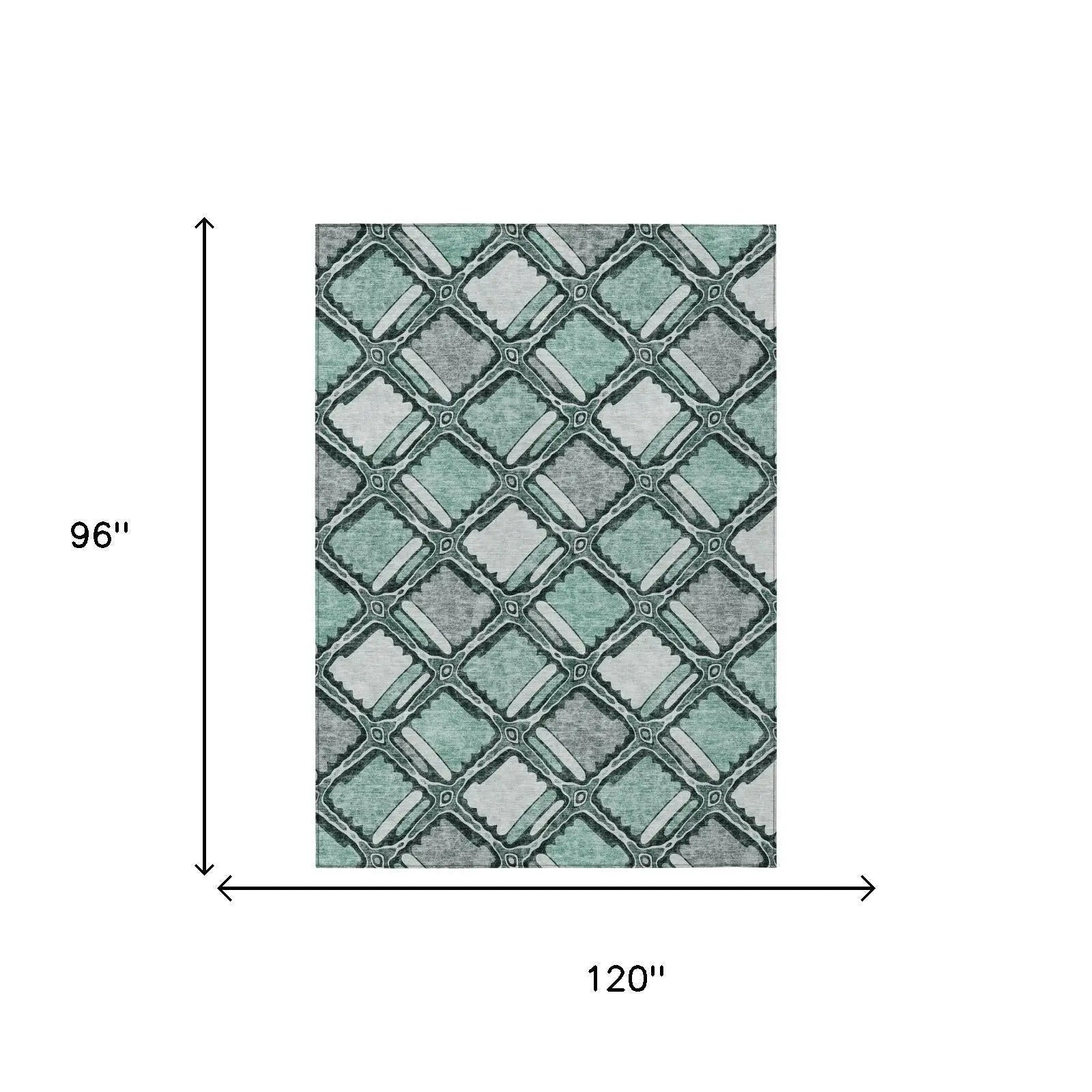 8' X 10' Aqua And Teal Blue Geometric Washable Indoor Outdoor Area Rug Homeroots Outdoor