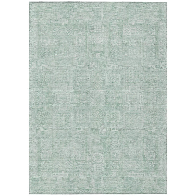 8' X 10' Aqua And Teal Blue Oriental Washable Indoor Outdoor Area Rug Homeroots Outdoor