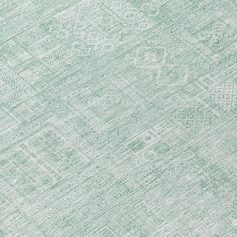 8' X 10' Aqua And Teal Blue Oriental Washable Indoor Outdoor Area Rug Homeroots Outdoor