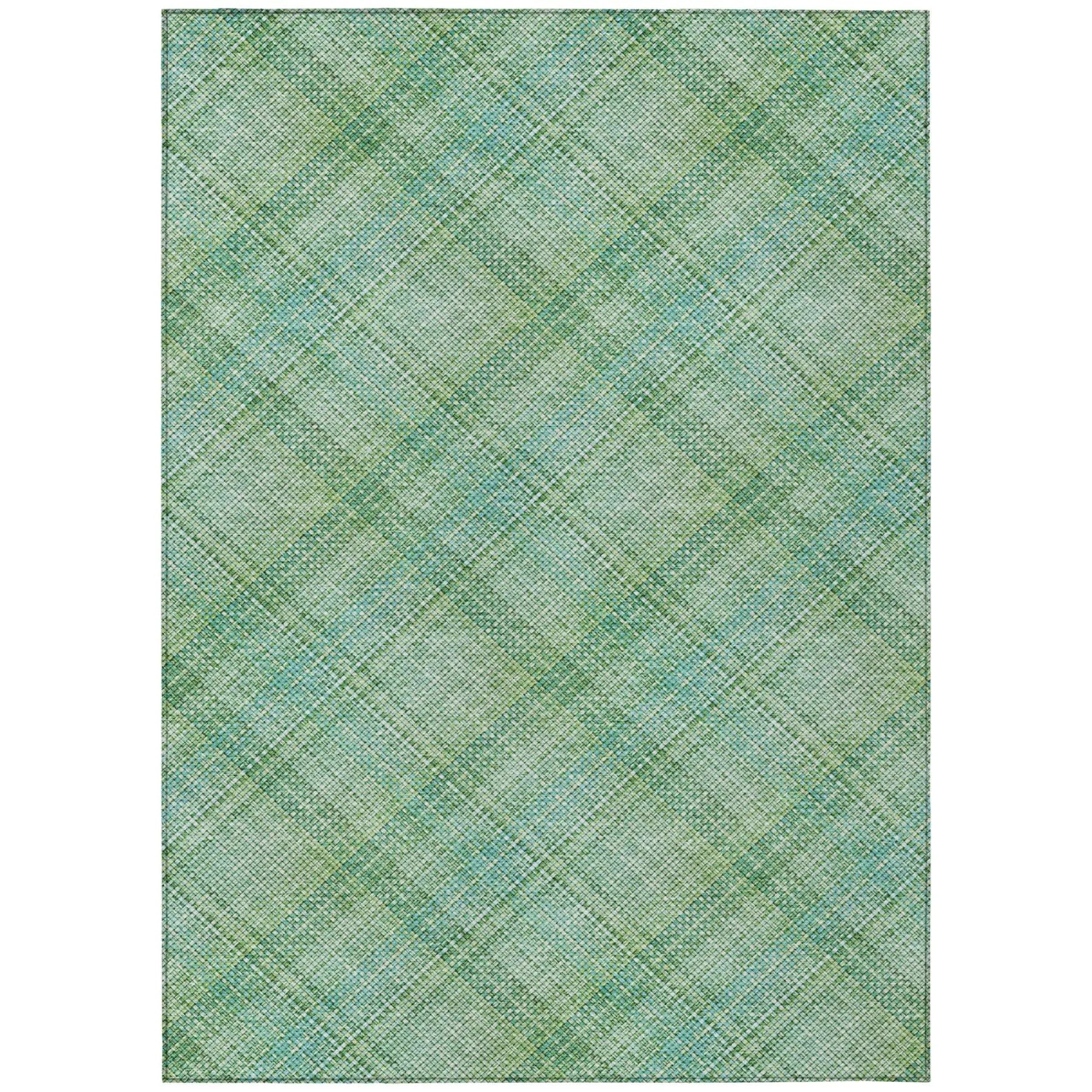 8' X 10' Aqua And Teal Blue Plaid Washable Indoor Outdoor Area Rug Homeroots Outdoor