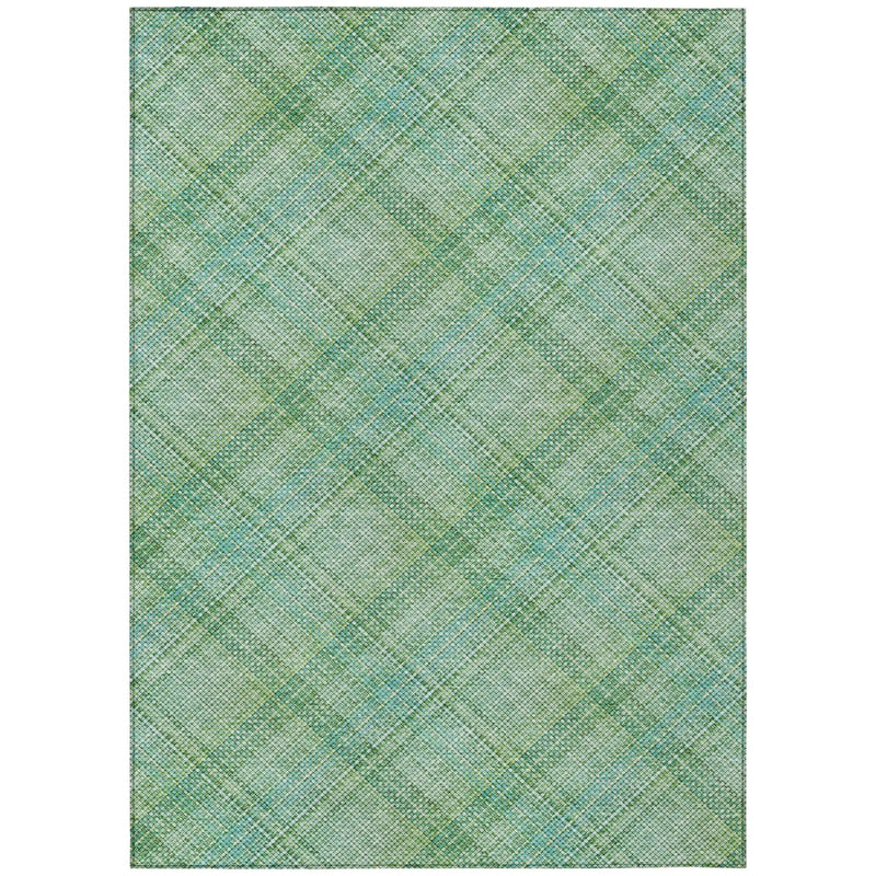 8' X 10' Aqua And Teal Blue Plaid Washable Indoor Outdoor Area Rug Homeroots Outdoor