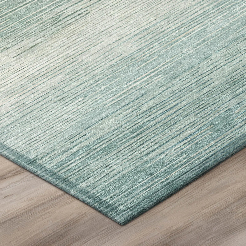 8' X 10' Aqua And Teal Blue Striped Washable Indoor Outdoor Area Rug Homeroots Outdoor