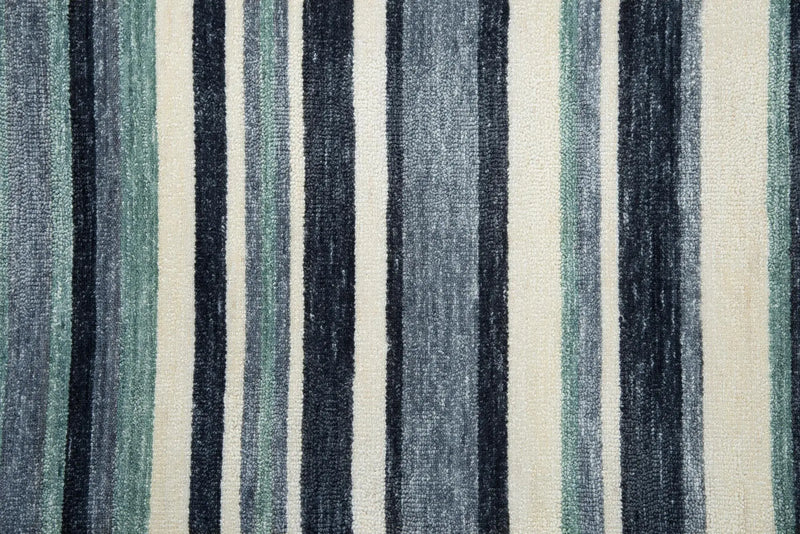 8' X 10' Aqua Gray And Ivory Striped Hand Tufted Area Rug Homeroots Home Decor