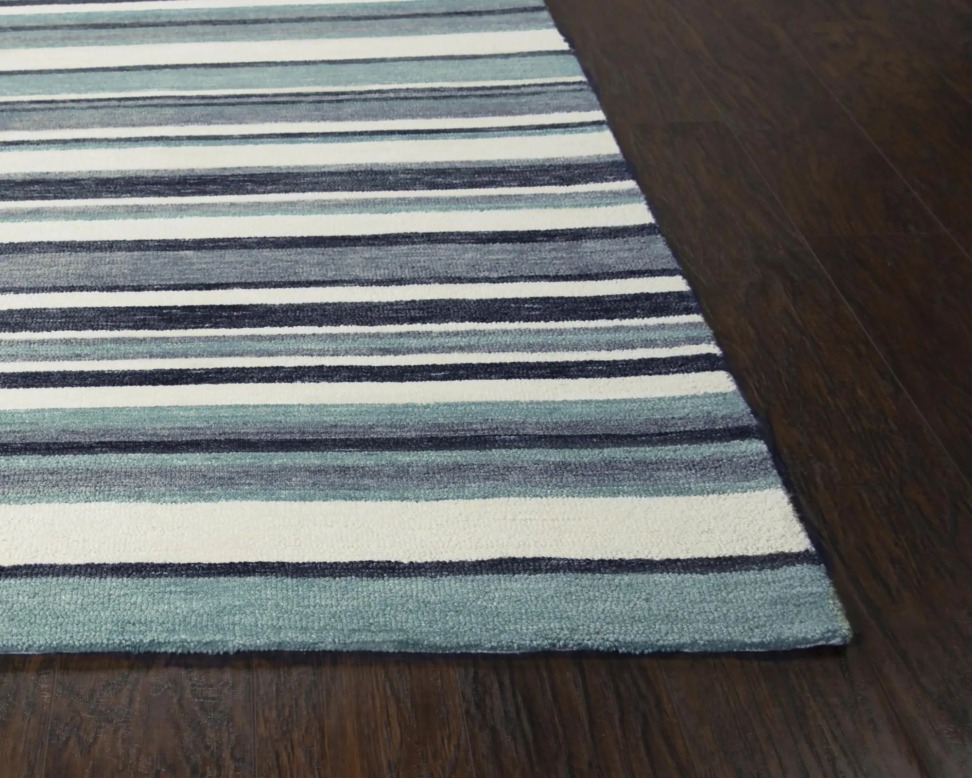 8' X 10' Aqua Gray And Ivory Striped Hand Tufted Area Rug Homeroots Home Decor
