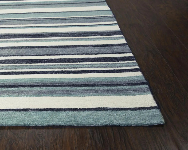 8' X 10' Aqua Gray And Ivory Striped Hand Tufted Area Rug Homeroots Home Decor