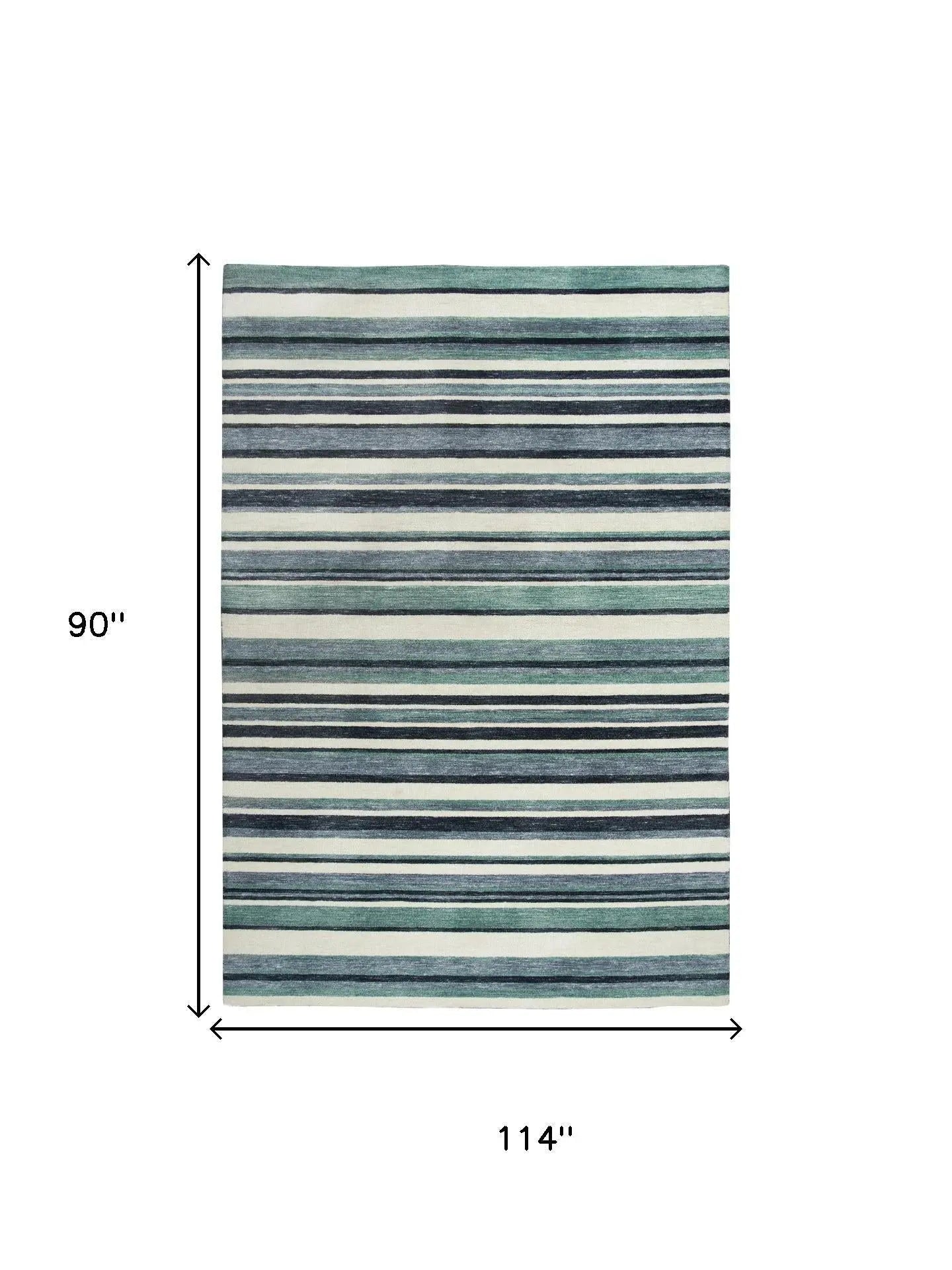 8' X 10' Aqua Gray And Ivory Striped Hand Tufted Area Rug Homeroots Home Decor