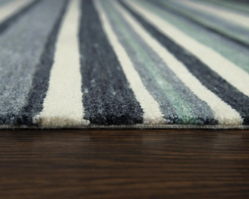 8' X 10' Aqua Gray And Ivory Striped Hand Tufted Area Rug Homeroots Home Decor