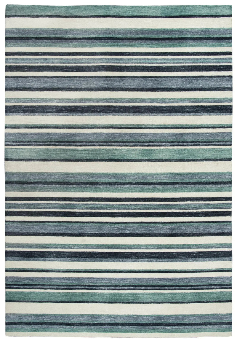 8' X 10' Aqua Gray And Ivory Striped Hand Tufted Area Rug Homeroots Home Decor