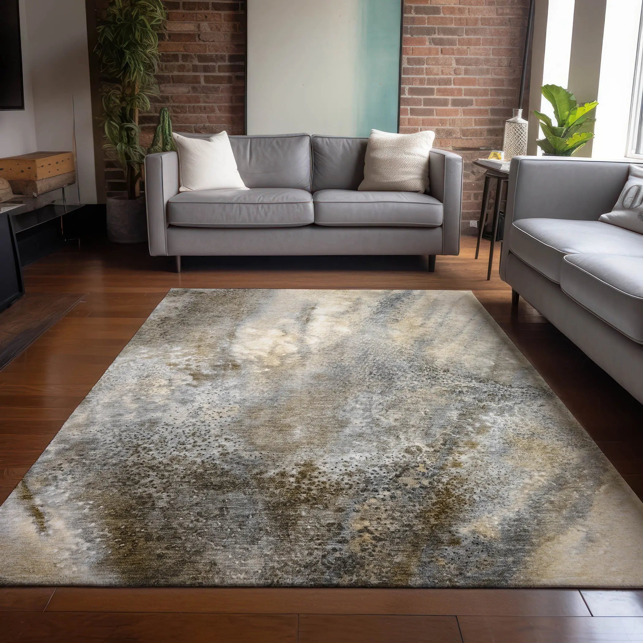8' X 10' Beige Abstract Washable Non Skid Indoor Outdoor Area Rug Homeroots Outdoor