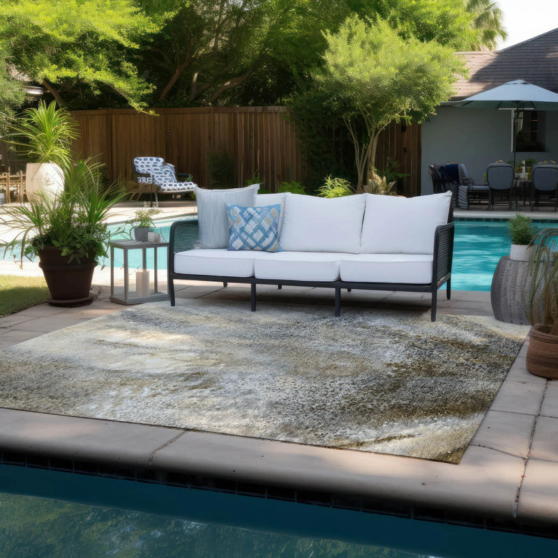 8' X 10' Beige Abstract Washable Non Skid Indoor Outdoor Area Rug Homeroots Outdoor