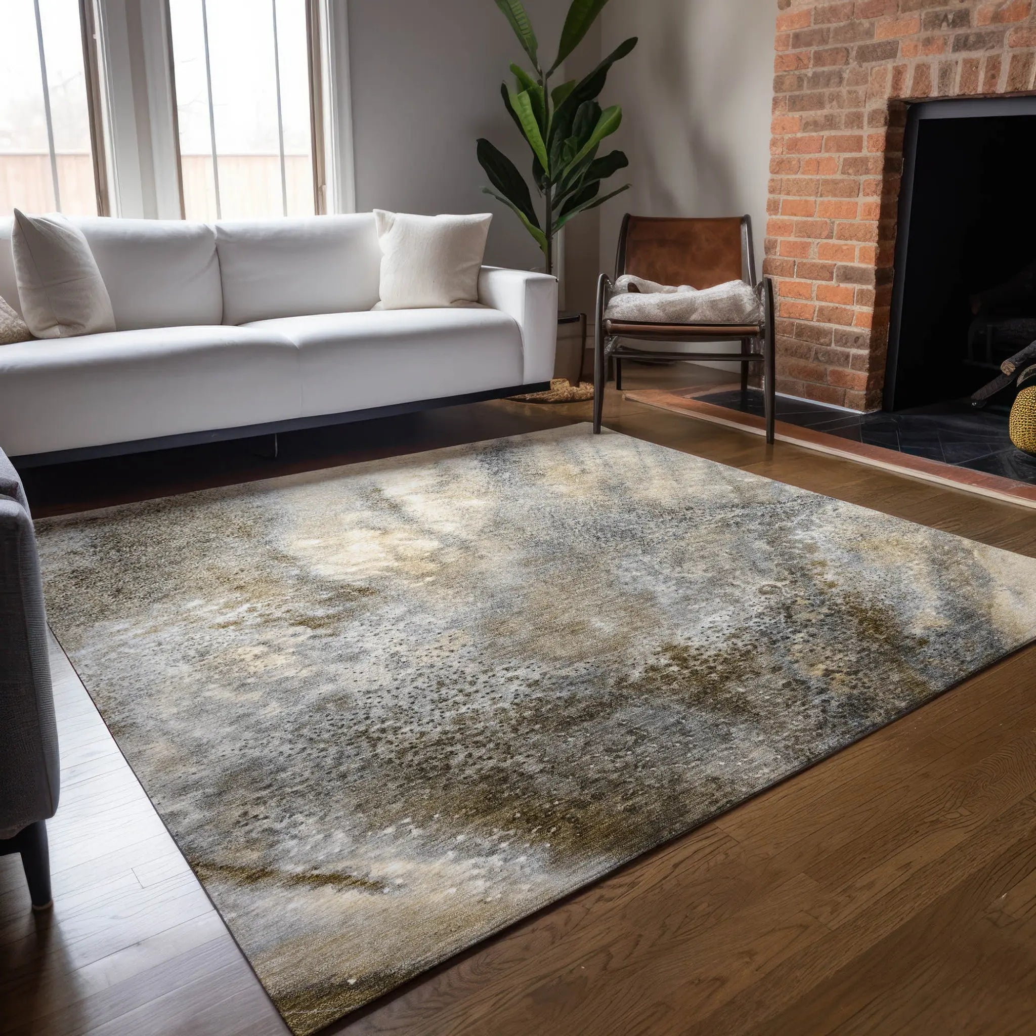 8' X 10' Beige Abstract Washable Non Skid Indoor Outdoor Area Rug Homeroots Outdoor