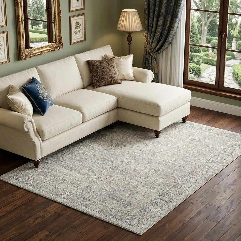 8' X 10' Beige And Blue Abstract Area Rug Homeroots Home Decor