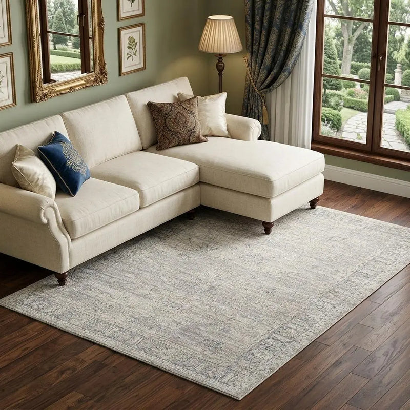 8' X 10' Beige And Blue Abstract Area Rug Homeroots Home Decor