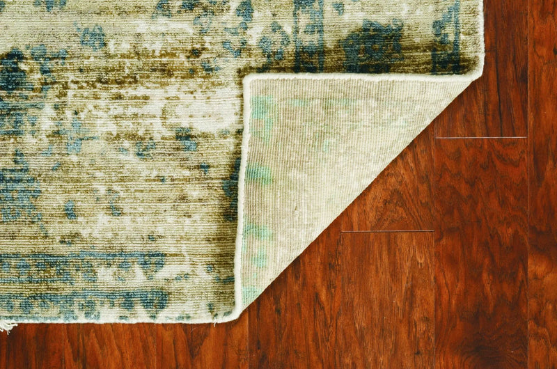 8' X 10' Beige And Blue Floral Medallion Hand Loomed Area Rug Homeroots Home Decor