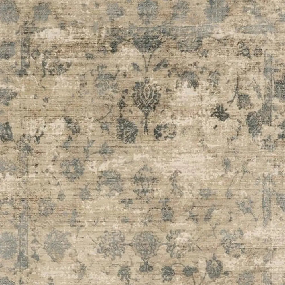 8' X 10' Beige And Blue Floral Medallion Hand Loomed Area Rug Homeroots Home Decor
