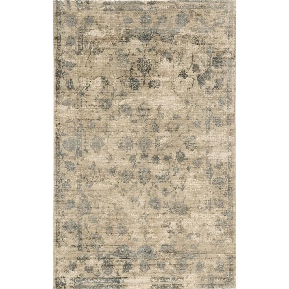 8' X 10' Beige And Blue Floral Medallion Hand Loomed Area Rug Homeroots Home Decor