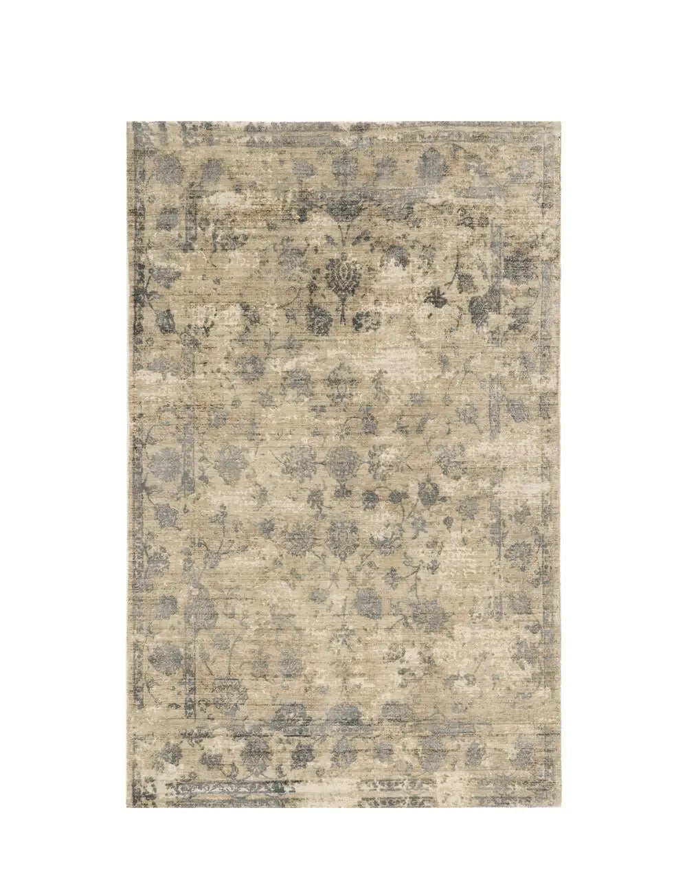 8' X 10' Beige And Blue Floral Medallion Hand Loomed Area Rug Homeroots Home Decor