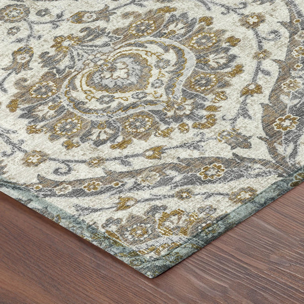 8' X 10' Beige And Blue Floral Washable Indoor Outdoor Area Rug Homeroots Outdoor