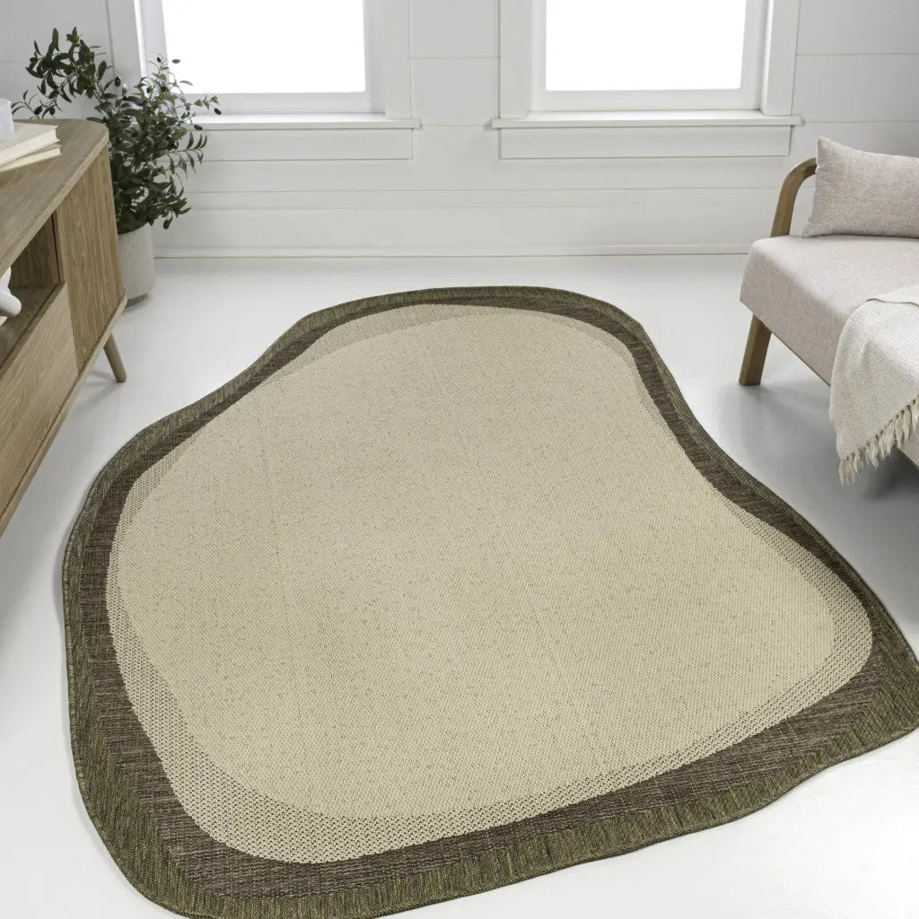 8' X 10' Beige And Brown Abstract Indoor Outdoor Area Rug Homeroots Outdoor