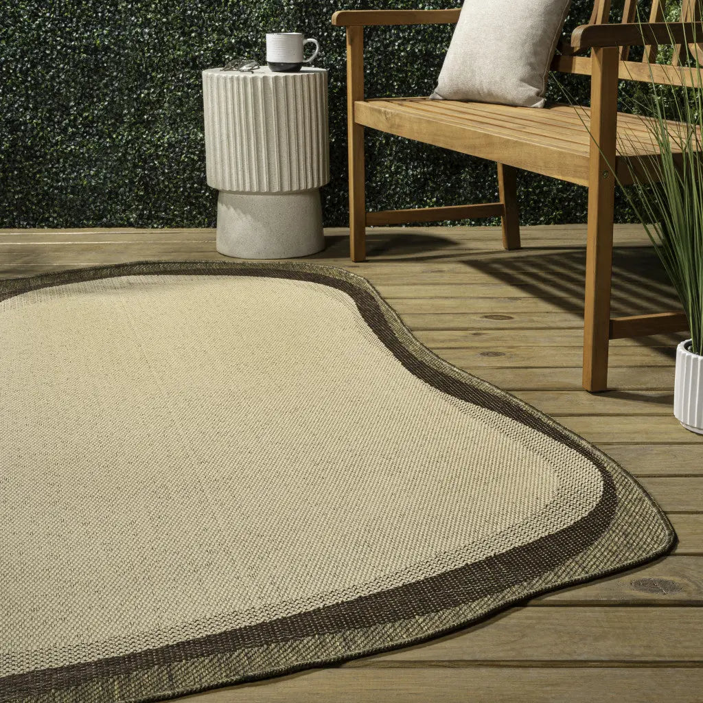 8' X 10' Beige And Brown Abstract Indoor Outdoor Area Rug Homeroots Outdoor
